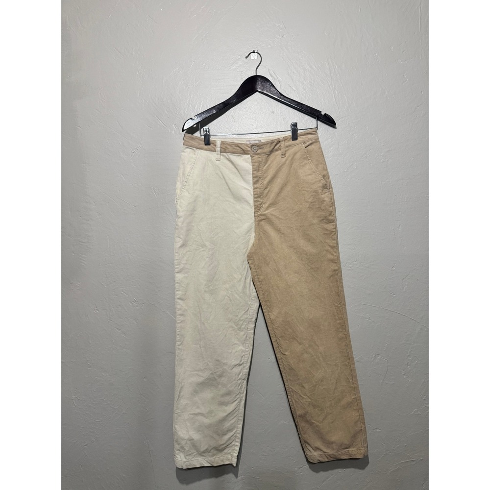 Brixton Two Tone Corduroy Pants Mens 29 Tan Cream Split Color Straight Leg